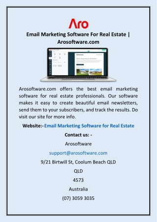 Email Marketing Software For Real Estate | Arosoftware.com