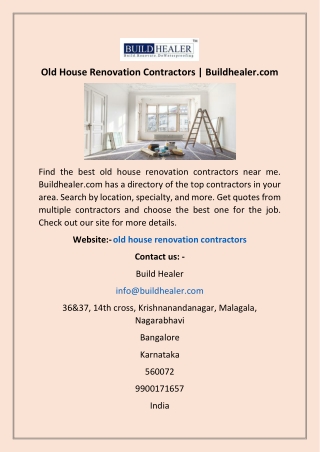 Old House Renovation Contractors | Buildhealer.com