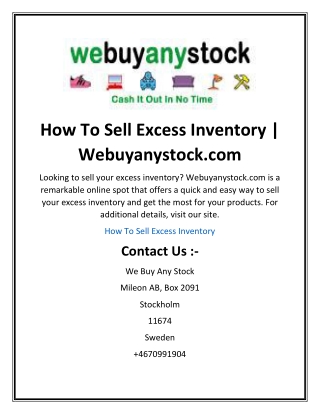 How To Sell Excess Inventory  Webuyanystock.com