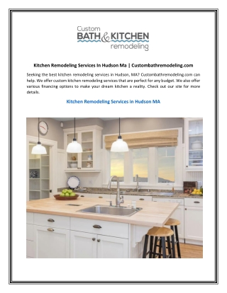 Kitchen Remodeling Services In Hudson Ma  Custombathremodeling.com