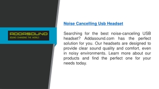 Noise Cancelling Usb Headset  Addasound.com