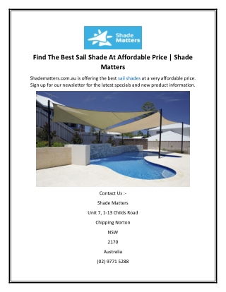 Find The Best Sail Shade At Affordable Price  Shade Matters