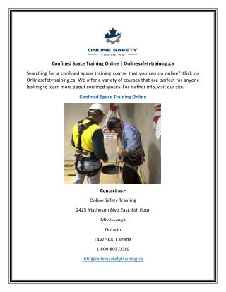 Confined Space Training Online  Onlinesafetytraining.ca