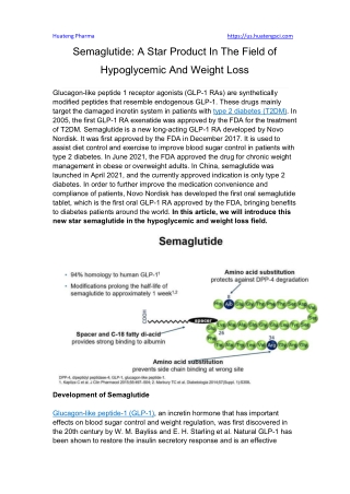 Semaglutide A Star Product In The Field of Hypoglycemic And Weight Loss