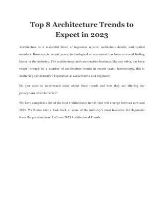 Top 8 Architecture Trends to Expect in 2023