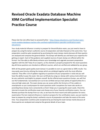 Oracle Exadata Database Machine X9M Certified Implementation Specialist