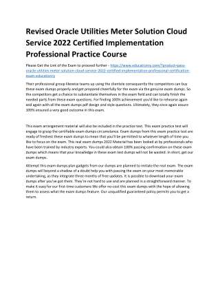 Oracle Utilities Meter Solution Cloud Service 2022 Certified Implementation