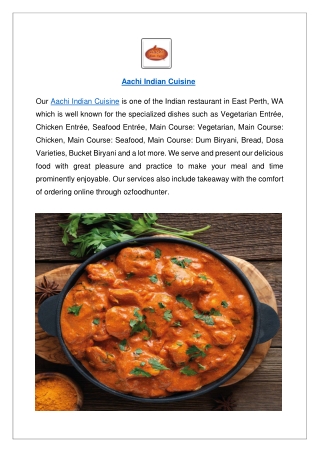 Up to 20% off order now - Aachi Indian Cuisine East Perth