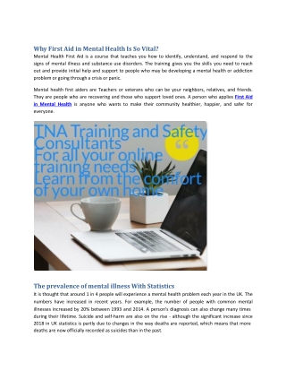 Why First Aid in Mental Health Is So Vital ppt