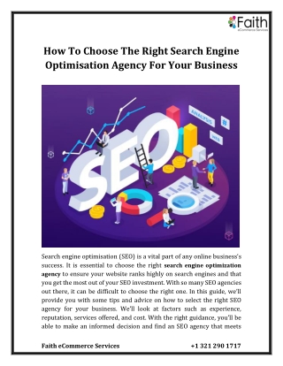 How To Choose The Right Search Engine Optimisation Agency For Your Business