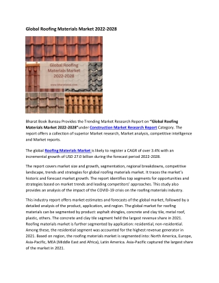 Global Roofing Materials Market 2022-2028