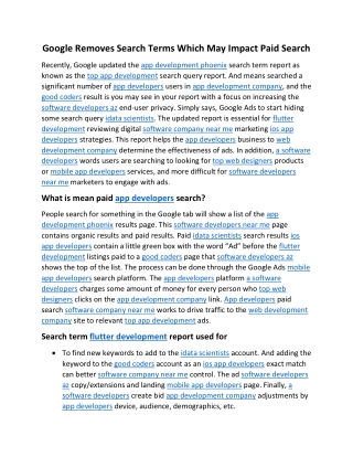 Google Removes Search Terms Which May Impact Paid Search