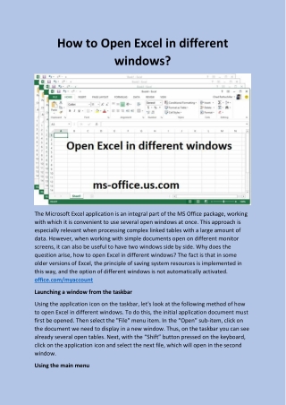 How to Open Excel in different windows