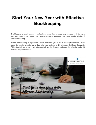 Start your new year with effective bookkeeping