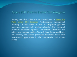 Spaze SCO Plots in Sector 114 Gurgaon