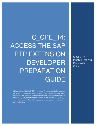 C_CPE_14: Access the SAP BTP Extension Developer Preparation Guide