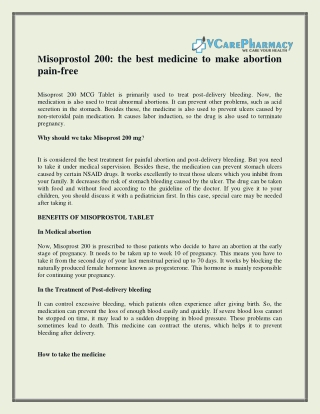 Misoprostol 200: the best medicine to make pain-free