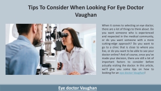 Tips To Consider When Looking For Eye Doctor Vaughan