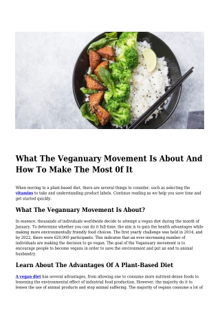 What The Veganuary Movement Is About And How To Make The Most 0f It