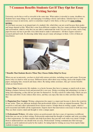 7 Common Benefits Students Get If They Opt for Essay Writing Service