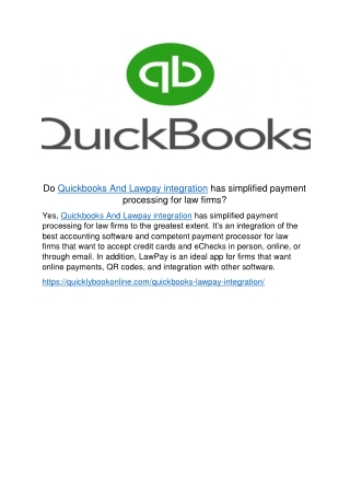 Do Quickbooks And Lawpay integration has simplified payment processing for law f