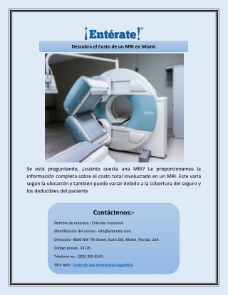 Descubra el Costo de un MRI en Miami