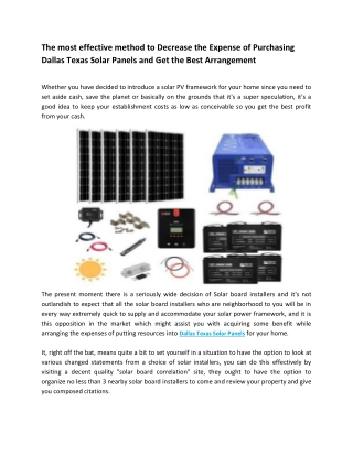 The most effective method to Decrease the Expense of Purchasing Dallas Texas Solar Panels and Get the Best Arrangement