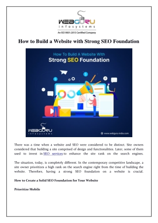 How to Build a Website with Strong SEO Foundation?