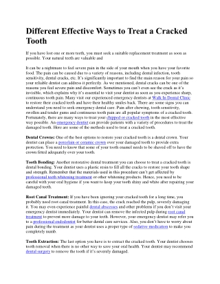 Different Effective Ways to Treat a Cracked Tooth