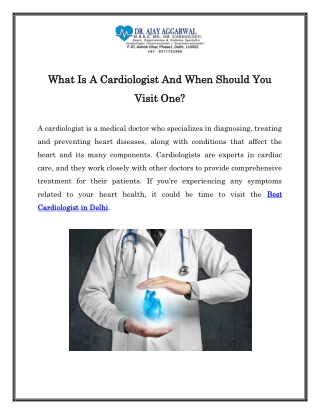 What Is A Cardiologist And When Should You Visit One