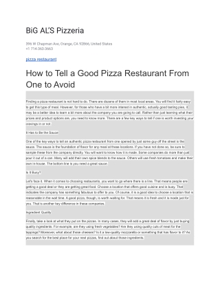 BiG AL’S Pizzeria