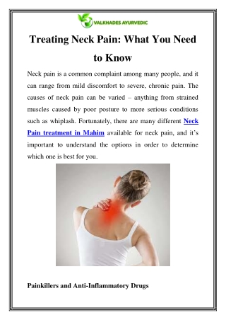 Neck Pain Treatment in Mahim Call-9870270610