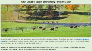 What Should You Learn Before Opting For Farm Loans?