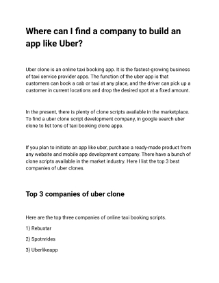 Where can I find a company to build an app like Uber