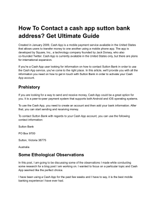 How To Contact a cash app sutton bank address (2 simple methods)