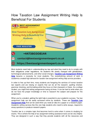 How Taxation Law Assignment Writing Help Is Beneficial For Students