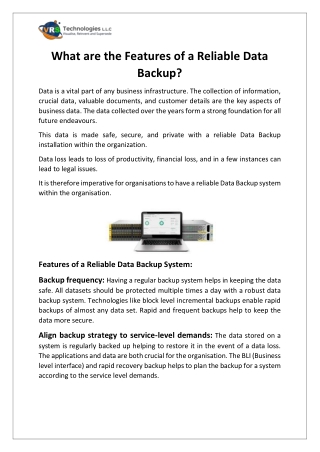 What are the Features of a Reliable Data Backup