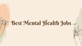 Best Mental Health Jobs
