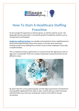 How To Start A Healthcare Staffing Franchise