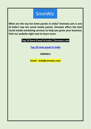 Top 10 smm panel in India