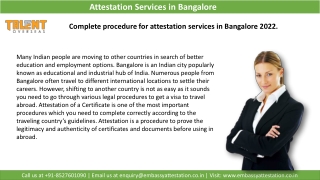Get to know Attestation Services in Bangalore