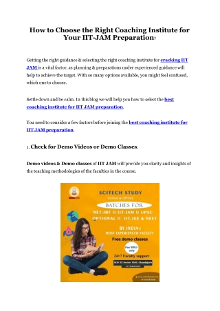 How to Choose the Right Coaching Institute for Your IIT JAM exams