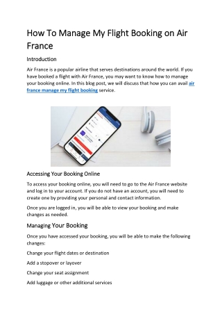 How To Manage My Flight Booking on Air France