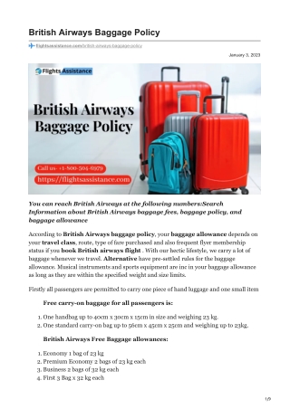 British Airways Baggage Policy