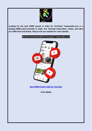 Best SMM Panels India for YouTube