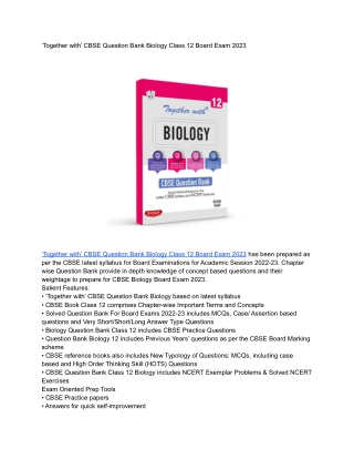 ‘Together with’ CBSE Question Bank Biology Class 12 Board Exam 2023