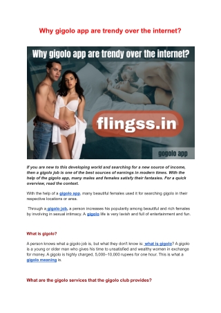 Why gigolo app are trendy over the internet