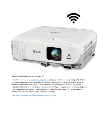 How can I connect Epson projector to Wi-Fi?