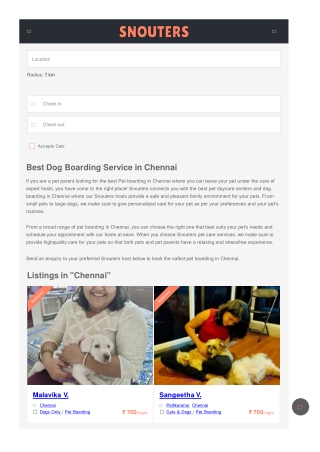 Book Affordable Dog Boarding In Chennai Near You - Snouters