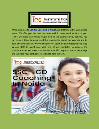 Best SSC GD Coaching in Noida|IGS institute